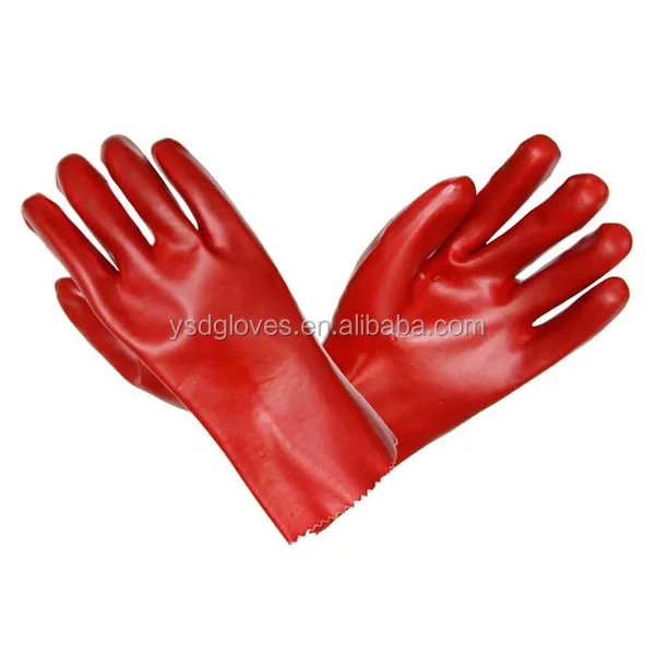 red pvc work gloves