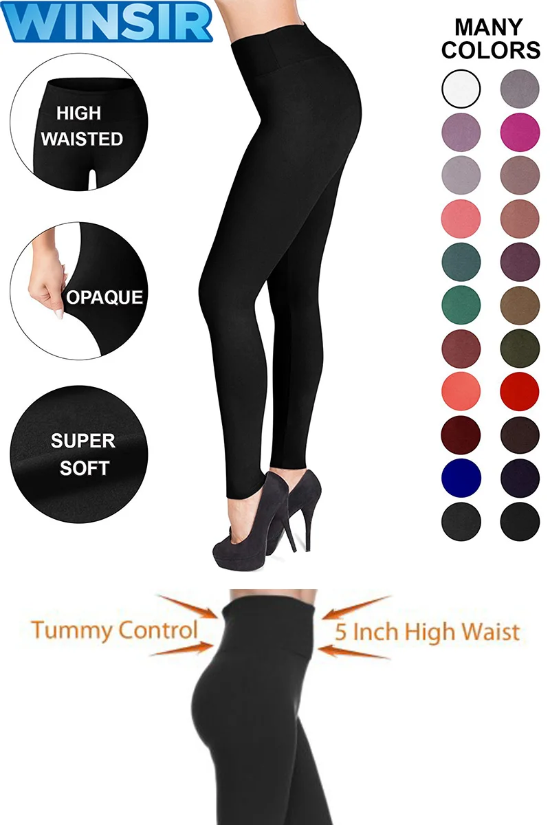 Stirrup Ankle Length Buttery Soft Thick Warm Slimming Compression Solid ...