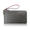 Promotional gift Custom Leather Ostrich Wristlet Clutch Pouch for Women,change wallet for lady