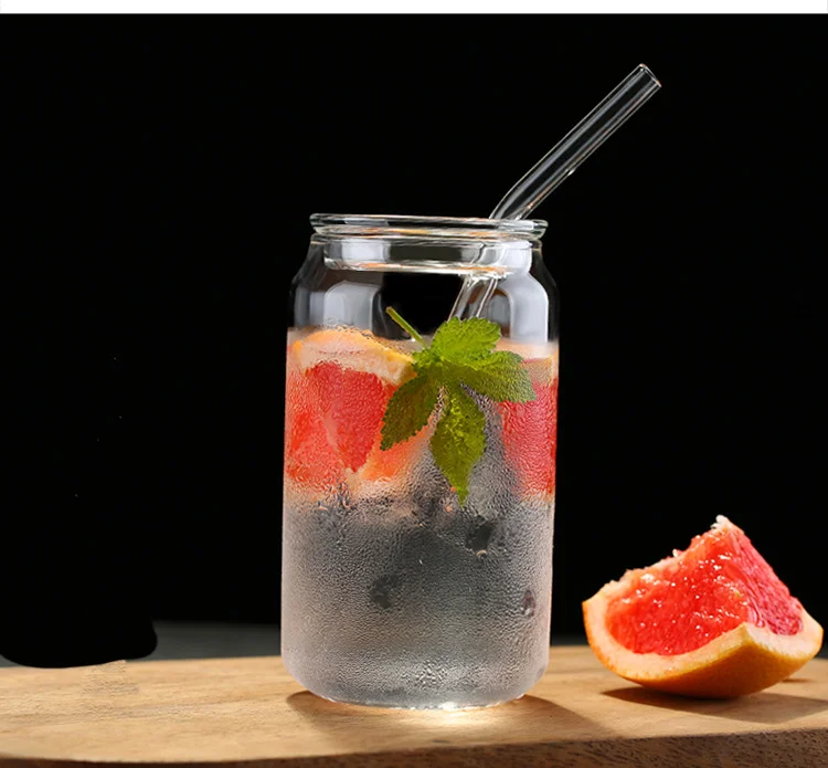 400ml Reusable Heat Resistant Borosilicate Glass Tumbler With Straw