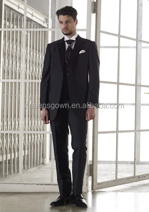 Black Quality Italian Style Groom Wedding Suit Fashion Slim Fit Mens For Groom Suits