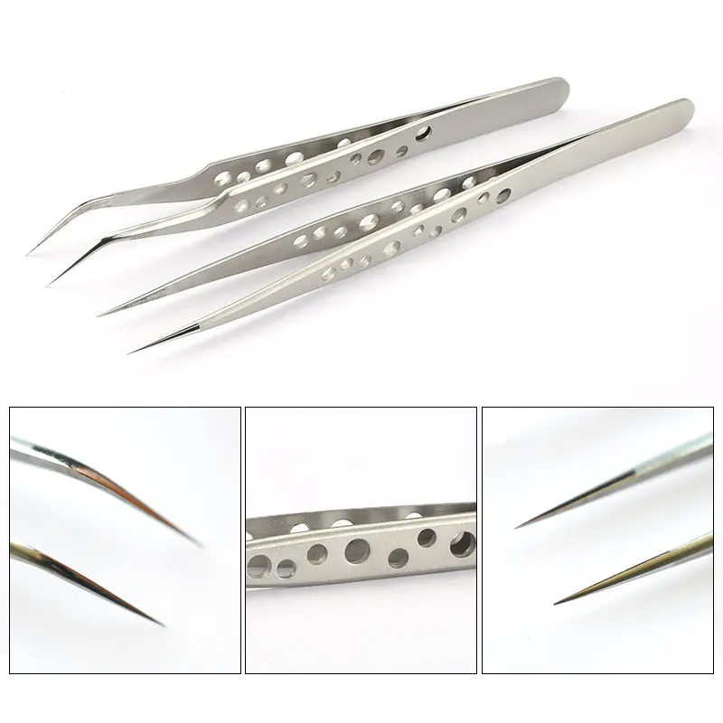 Qiao Excellent Quality Tweezers Bend+straight New Stainless Steel