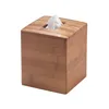 Bamboo Tissue Box Cover Square Napkin Holder for Home Office