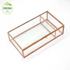 Geometric Copper Ring Holder, Bride Groom gift red brass color rose gold 4*6 photo box with divider for USB storage