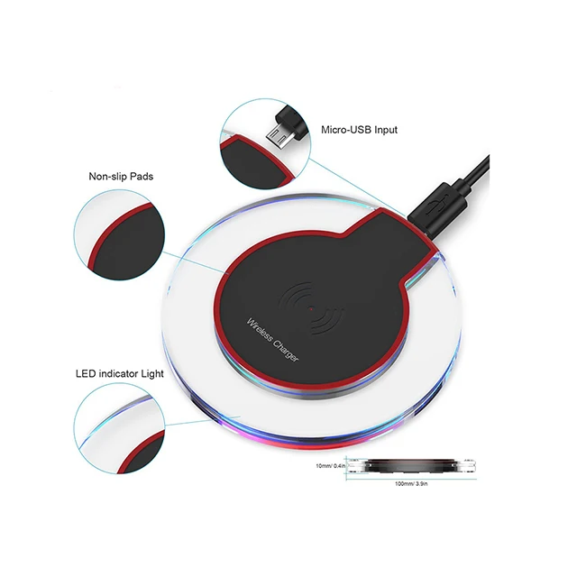 Magical K9 Wireless Charger For iPhone 8 p20 Pro Qi Wireless Charger Ultra Thin LED Fast Charging Pad Station