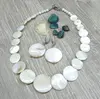 White Disc Circle Shell Necklace Earrings Set Beach Wedding Jewelry White Mother Of Pearl Shell Set