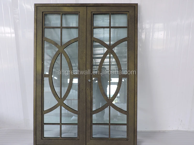 material framed aluminum frame triple glazed sliding black iron glass doors cast entry wood door with iron