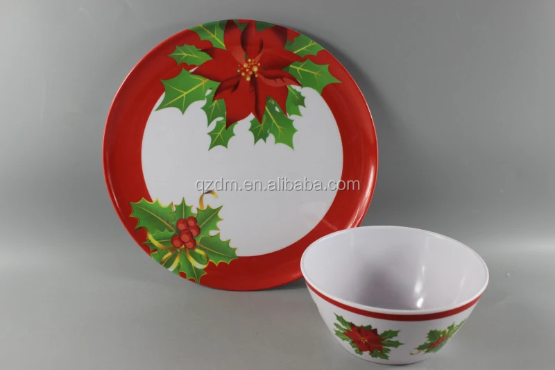 Melamine plate and bow set for Christmas