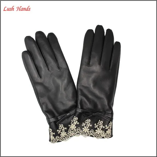 Sheep Nappa women leather gloves cashmere lined leather gloves women