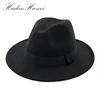 Women Felt Fedora Hats Wide Brim Jazz Cap For Men