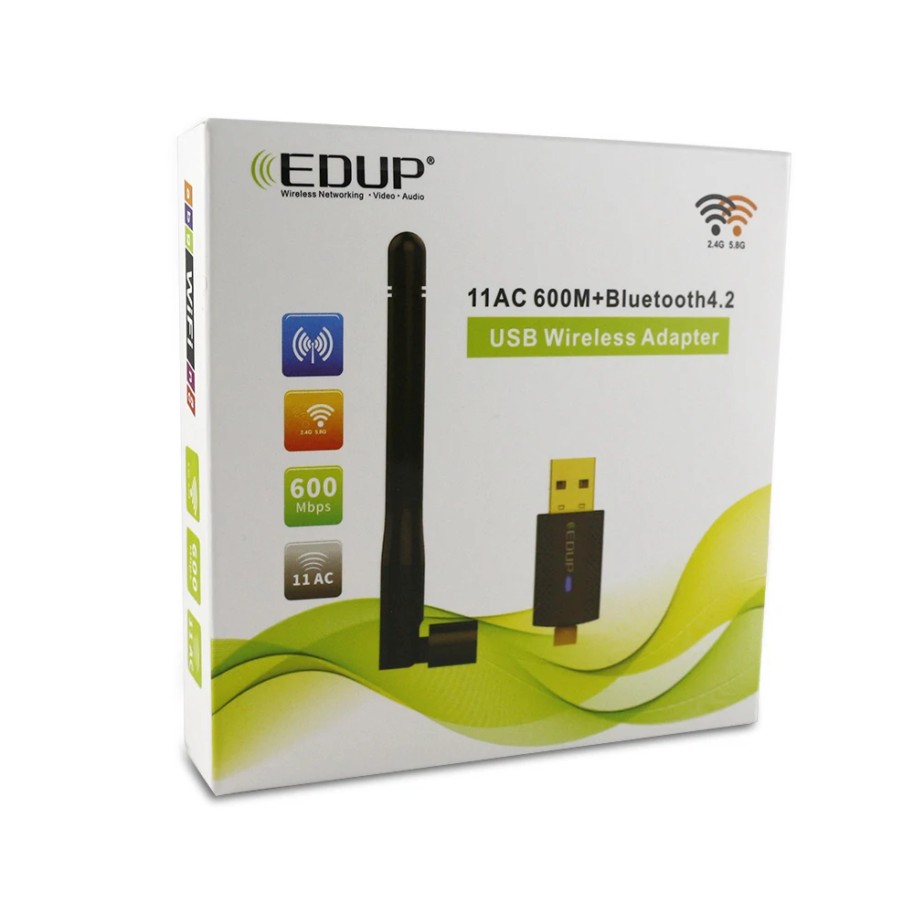 EDUP 2IN1 Dual Band 600Mbps Bluetooth 4.2 Wireless USB Wifi Network Adapter