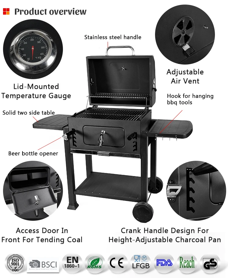 Zwart Expert Outdoor Picknick Barbecue Rechthoekige Grill Zwart Expert Outdoor Picknick Barbecue Rechthoekige Grill