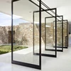 Pivot entry door with frosted glass side lite