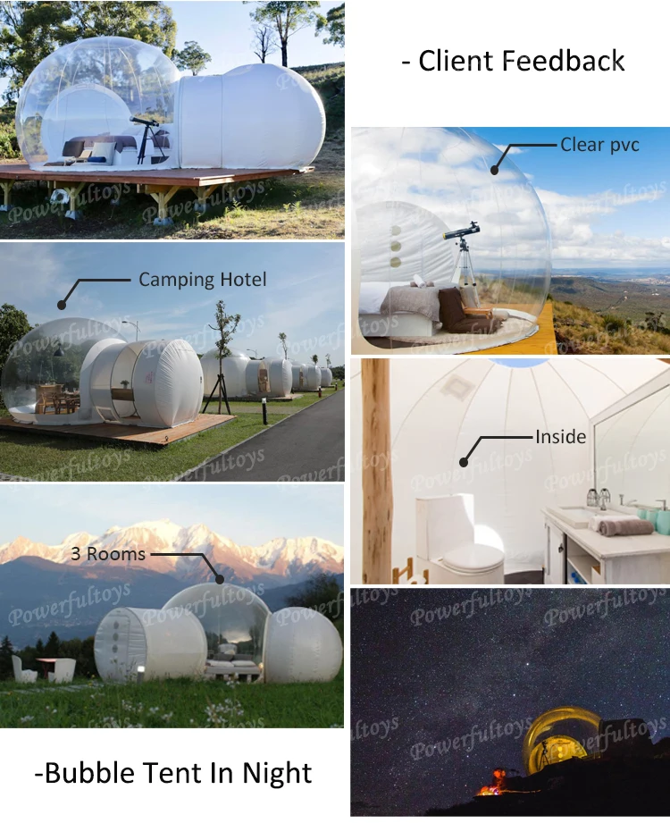 2 Room Inflatable Transparent Bubble Camping Tent For Family