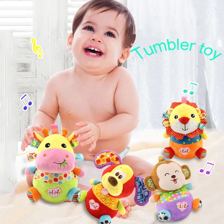 Baby Toys Wholesale Stuffed Animal Plush Lion Baby Bell Rattles Cute