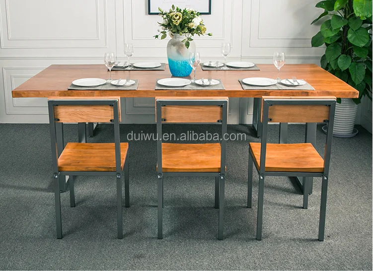 Hot Sale Cheap Used Dining Table Wood Top Metal Legs Dining Set 1 Table 4 Chair Buy Hot Sale Murah Digunakan Kaki Logam Meja Makan Kayu Atas Meja Makan Set 1