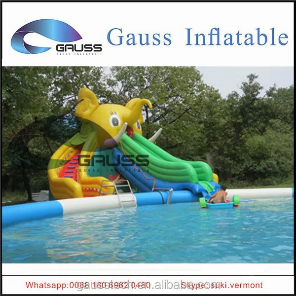 Purple Elephant Inflatable Large Slide With Swimming Pool Buy Purple