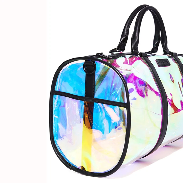 clear holographic duffle bolsa