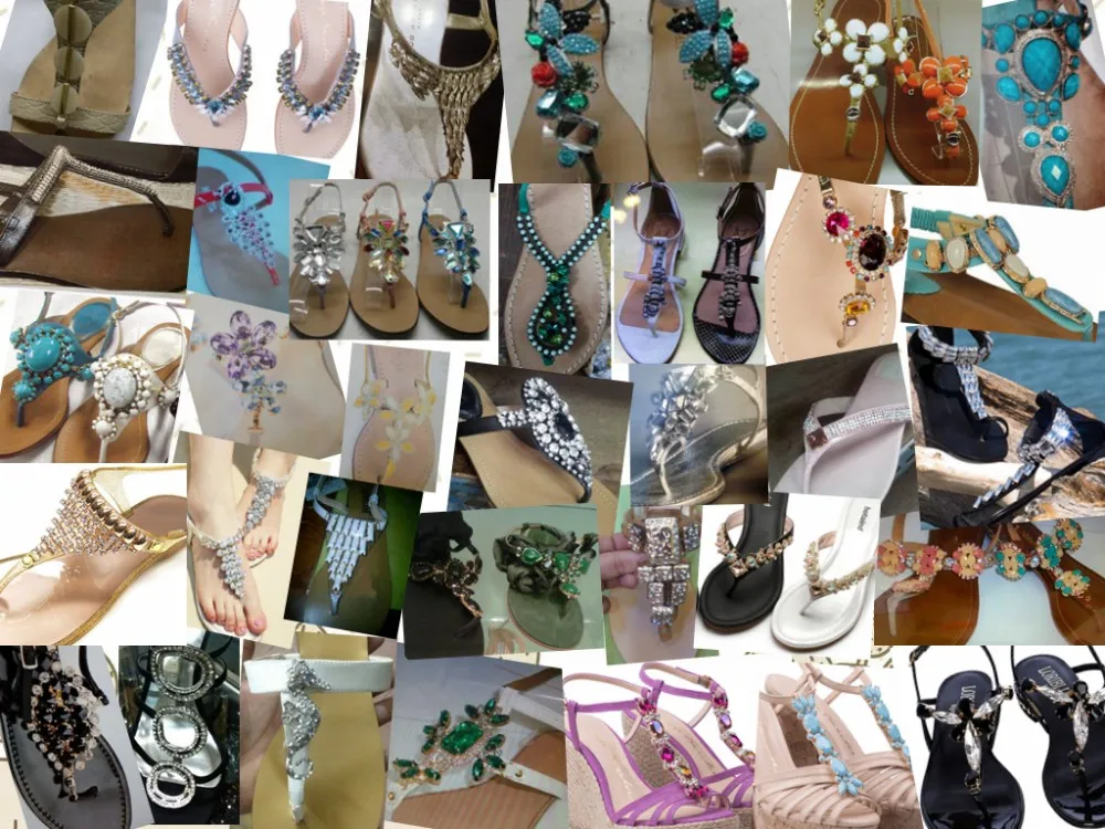 Fashion Colorful Rhinestone Zinc Alloy Lady Shoe Accessories Chain