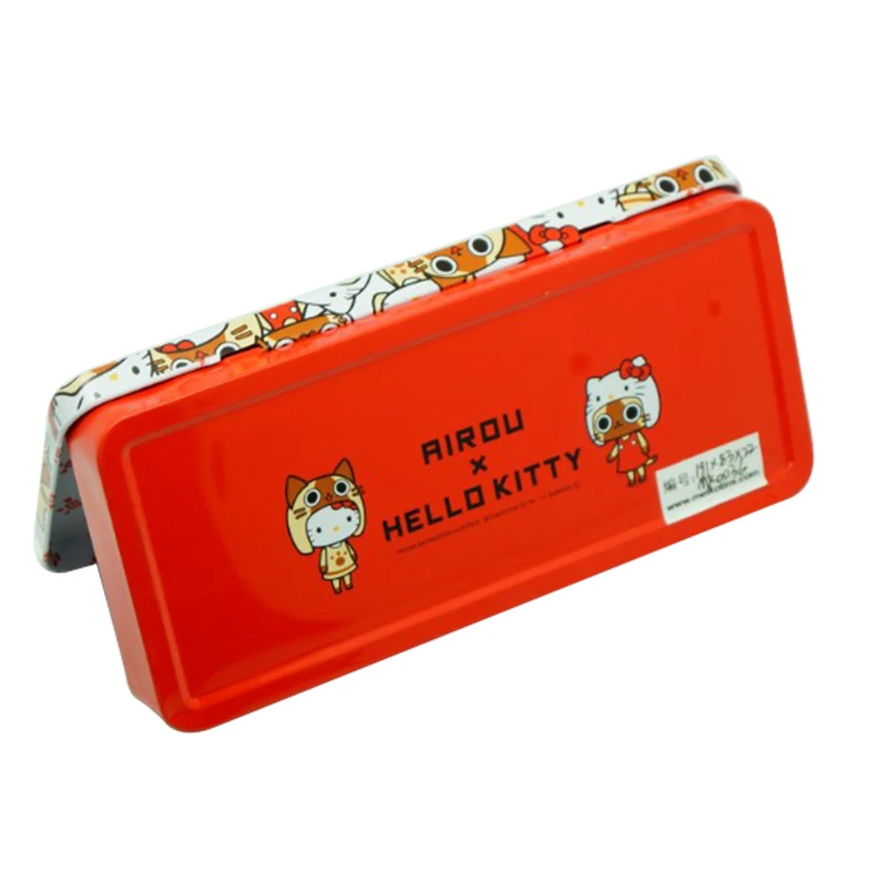 Custom design 2 pcs metal color pencil tin box with hinge