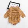 Hot selling autumn newborn knitted long sleeve floral pattern baby girls romper