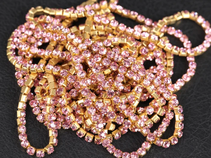 Colorful Rhinestone Chains SS12 3mm Silver Base Over 25 Kinds of Color Crystal AB Rhinestone Cup Chain for Wedding Dress