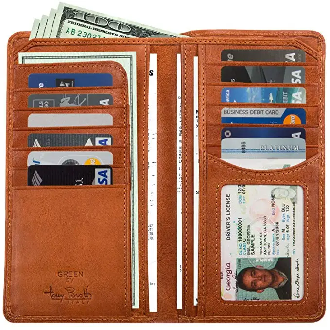 Men's Leather Long Bifold Purse, Credit Card ID Holder, Wallet Checkbook  ,Bussiness Carteira, Length Money Clip Casual Wallets, Men Luxury Purse,Men  Purse Genuine Leather Wallet