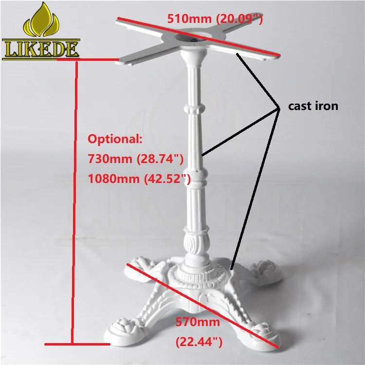 European Classic Antique White Cast Iron Metal Table Base Frame With Powder Coating on Sale