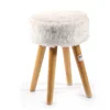 Modern Style Unique Round White Fluffy Wedding Foot Stool