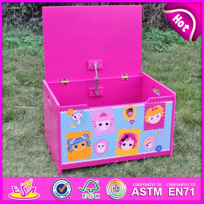 pink wooden toy box