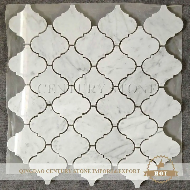 Bianco Carrara White Marble Lantern Shape Mosaic Backsplash Tile Product On