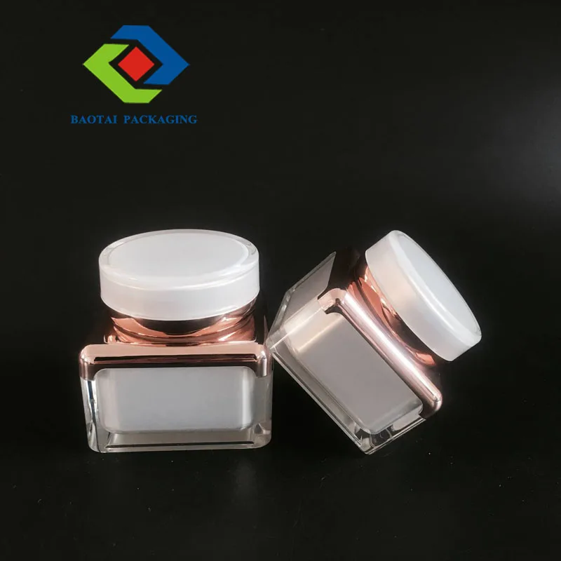 Pearlized Color Square Container 30g 50g Acrylic Square Jar With Lid
