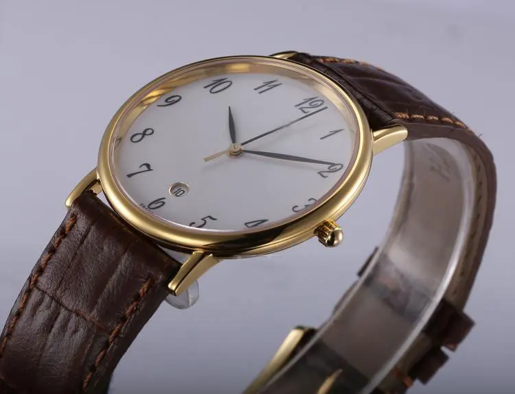 Custom Watches Koda Bracelet Gold 585 Mens Leather Watch Strap Genuine ...
