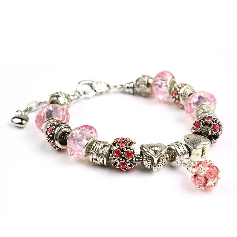 Womens Jewelry Charm Bracelet Wholesale With Heart Colorful Glass Beads ...