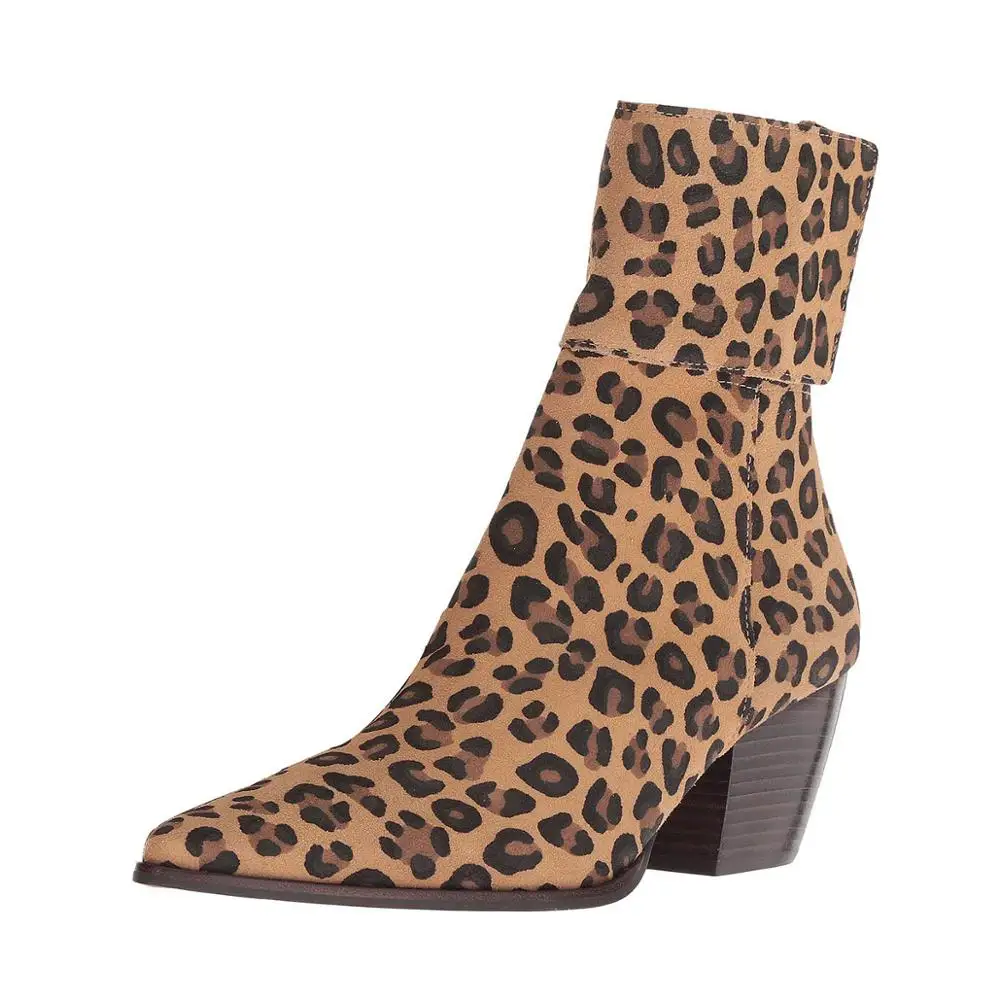 leopard print high heel ankle boots