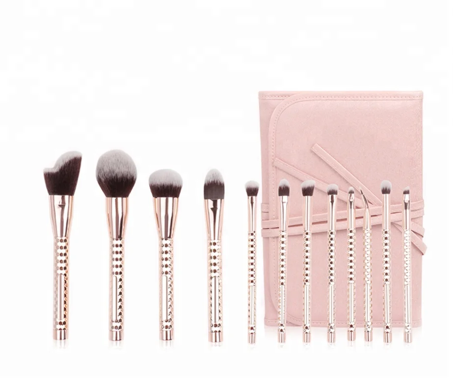 Gold Glitter Beauty Makeup Face Cosmetic Brush Kit For Makeup Buy