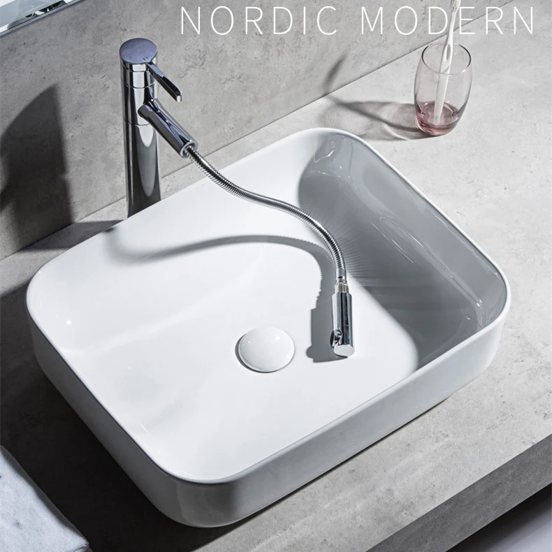 High Grade ceramic washbasin Bathroom square shape sinks