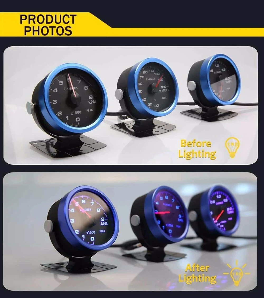 Universal Obd2 Boost Water Temp Gauge Connecting Sensor Digital Gauge With 7 Led Light Choice