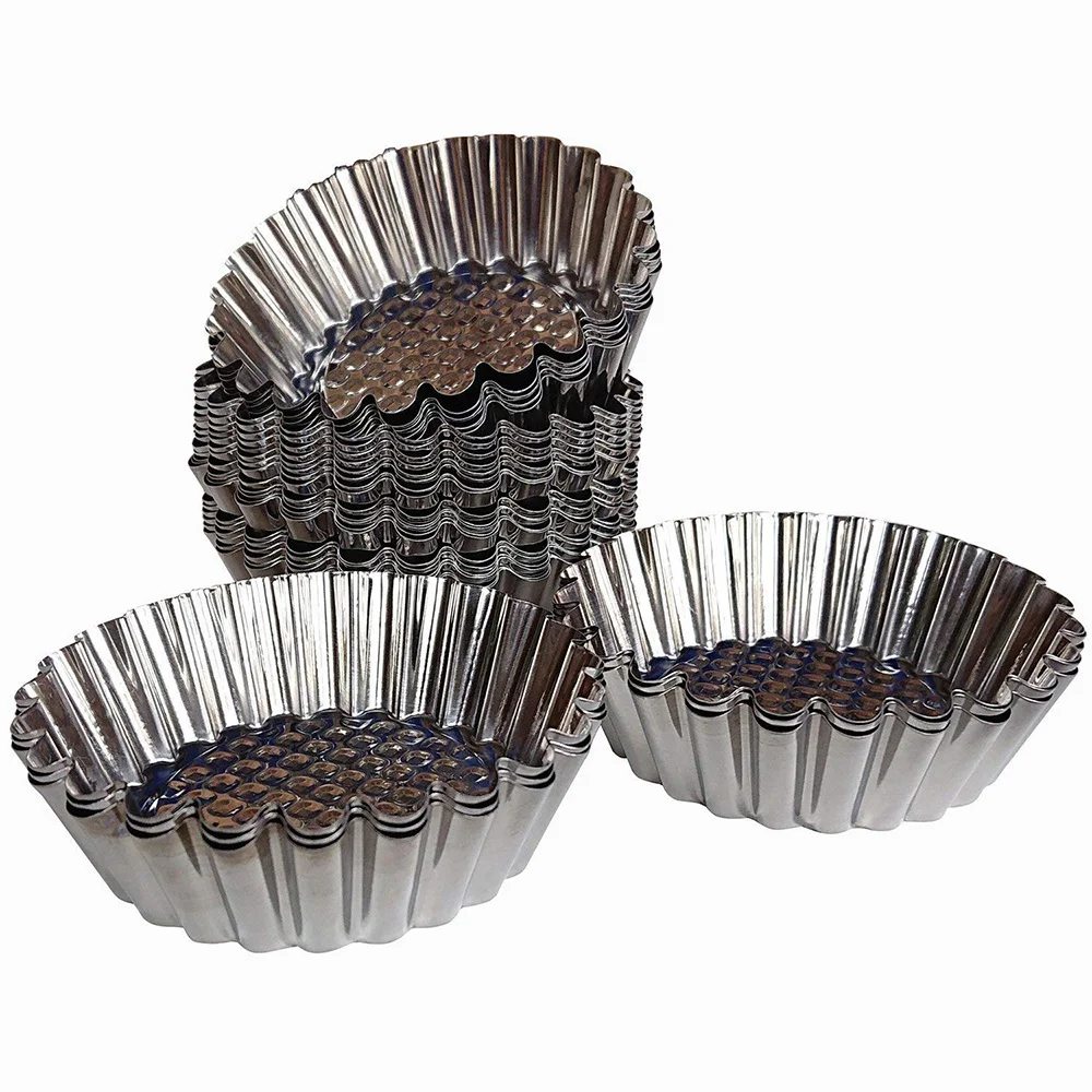 Cheap Stainless Steel Egg Tart Mold Cupcake Baking Mold Reusable Metal