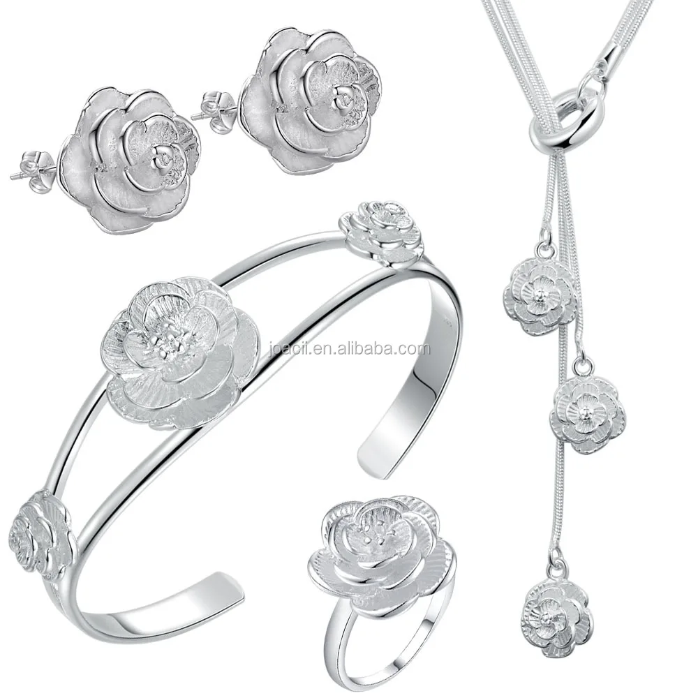 Joacii China Wholesale 925 Silver Jewelry Set Rose Style Wedding Jewelry Set