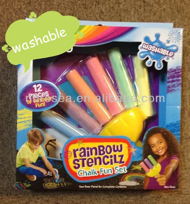 rainbow stencil chalk fun set