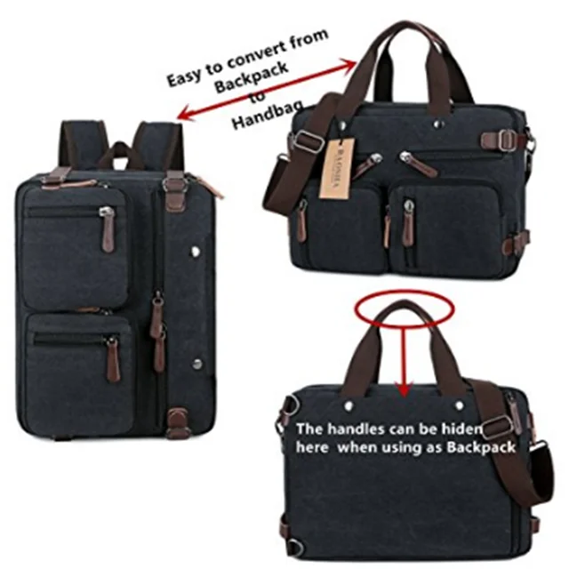 Osgoodway Hot Sale Convertible Luxury PU Leather Men's Laptop Bag Messenger Briefcase for Business Trip