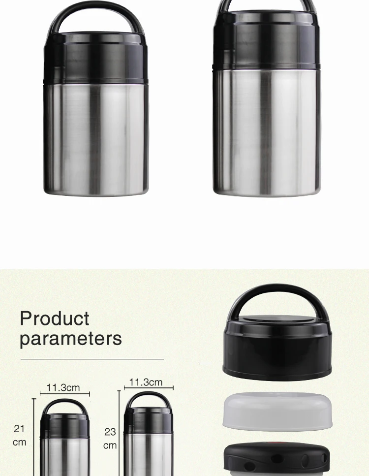 Sealed Stainless Steel Thermo Vacuum Insulated Food Container / Food