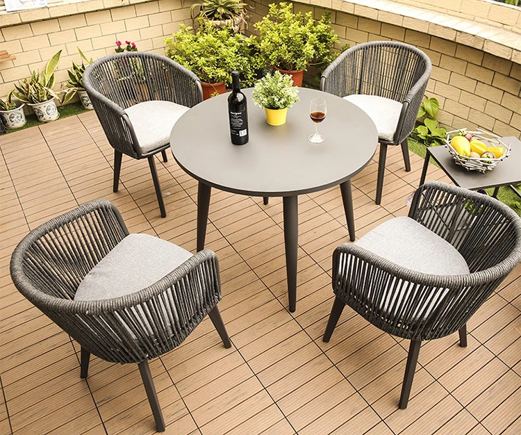 Luxury Garden Furniture Aluminum Rope Cafe Outdoor Table Set - Buy Cafe