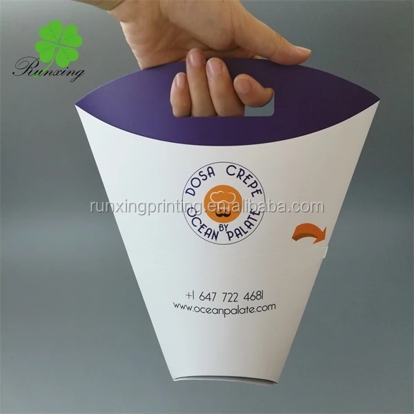 Customized Take Away Crepe Cone Holder,Food Paper Cones,Bubble Waffle