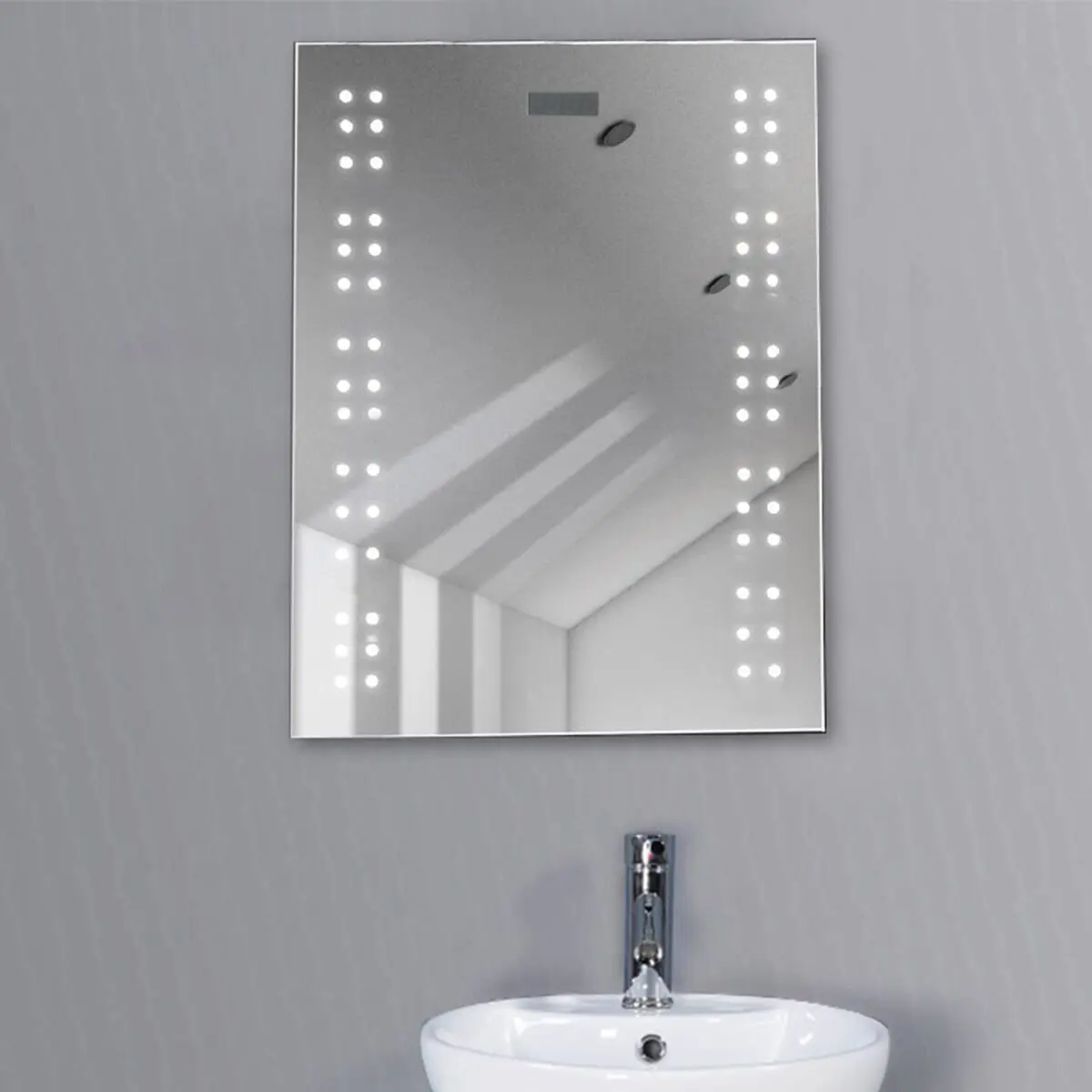 Illuminated Bathroom Mirrors Led Find Get Quotations Gracelvoe Bathroom Illuminated Mirror Led Light Sensor Demister Shaver Clock Wall Mounted