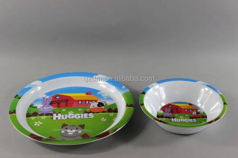 2017 Hot Sale Melamine Kids Plate And Bowl Sets For Promotion