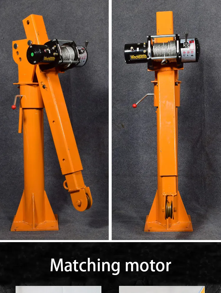 500kg 12v 24v mini truck crane with electric winch for car pickup