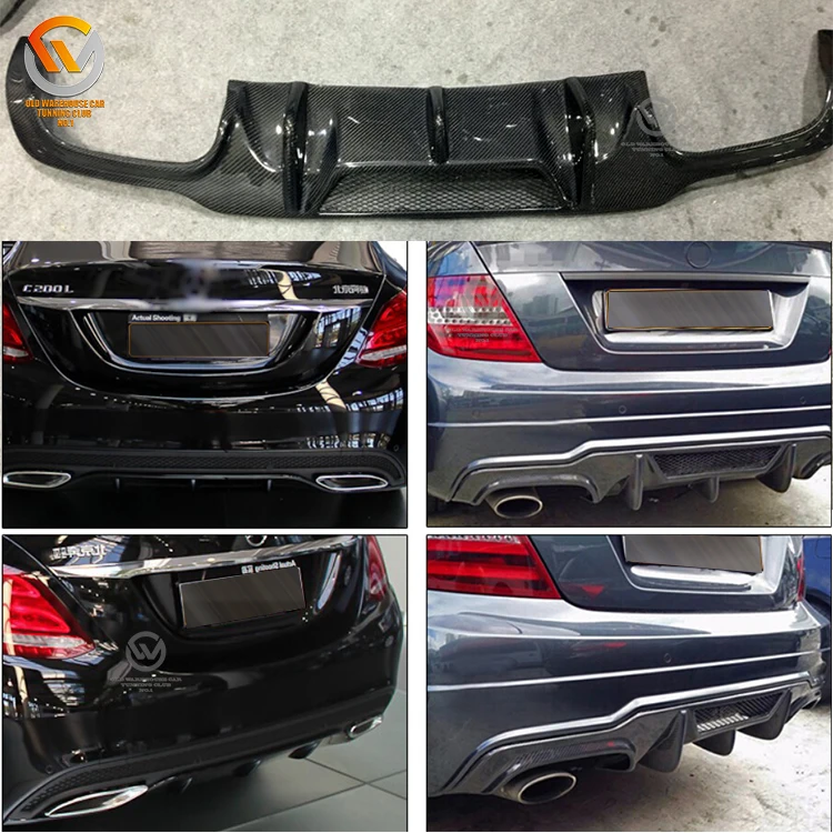 Fit For Benz W204 C204 C63 12-15 Gloss Black Rear Bumper Diffuser Big