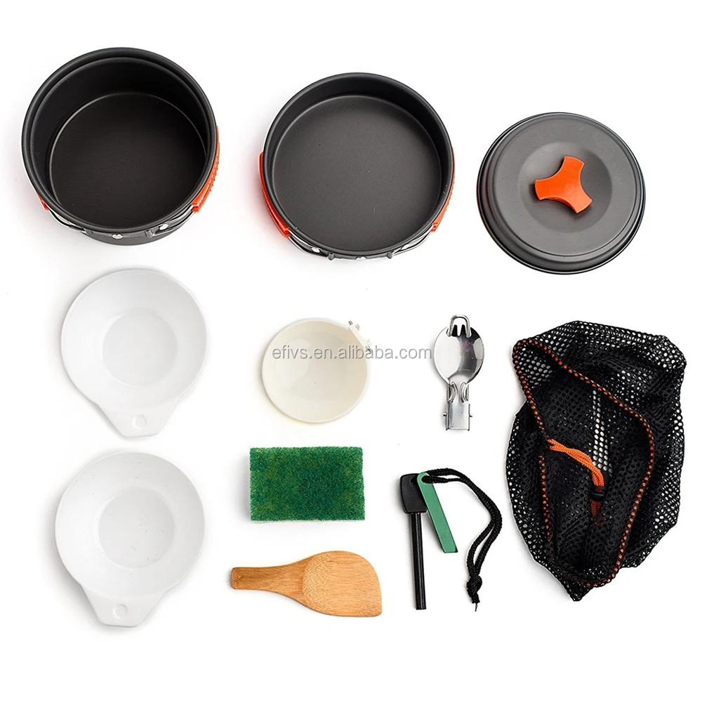 Outdoor Camping Cookware Set 11piece Camping&hiking Equipment Cookware Mess Kit Buy Nonstick